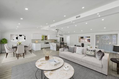 3d rendering illustration of luxury modern living room interior