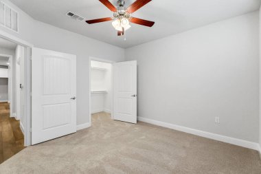 Modern yatak odası tasarımı. Boş oda. 3d oluşturma