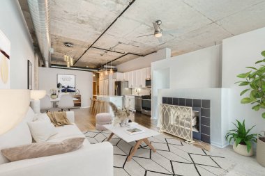 Modern oturma odası iç tasarımı, 3D görüntüleme