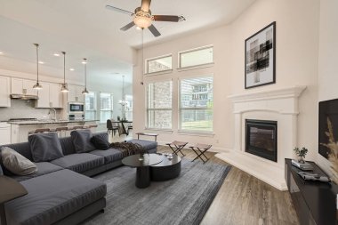 Modern Oturma Odası İç Tasarım. 3d render