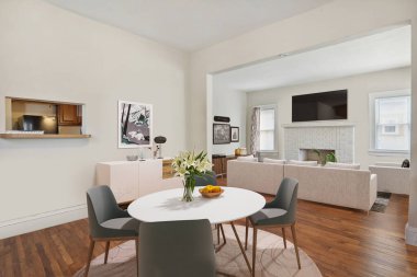 Modern Oturma Odası İç Tasarım. 3d render