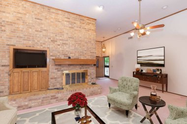 Modern Oturma Odası İç Tasarım. 3d render