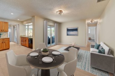 Yeni evdeki yemek alanı. 3B görüntüleme