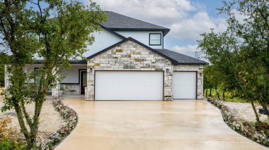 Güzel bir aile evinin dışında. 3d oluşturma