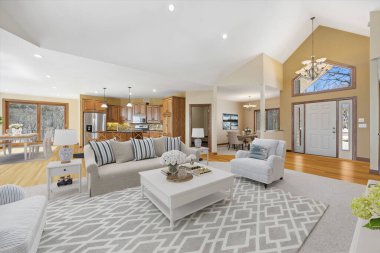 Modern Oturma Odası İç Tasarım. 3d render