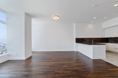 Modern yeni odanın iç tasarımı. 3d oluşturma