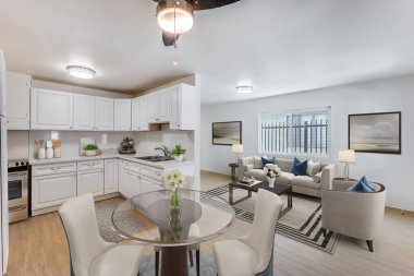 Modern Oturma Odası İç Tasarım. 3d render