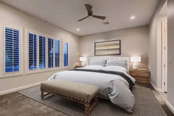 現代の家で居心地の良い寝室の3Dレンダリング — ストック写真