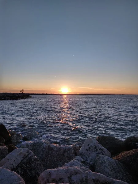 Piękny Zachód Słońca Morzu — Zdjęcie stockowe