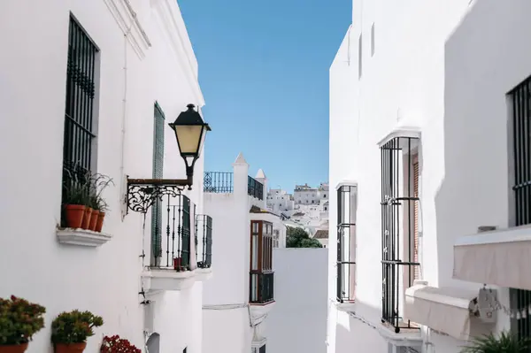 Seltener Blick Auf Weiß Getünchte Wände Balkone Säumen Eine Schmale — Stockfoto