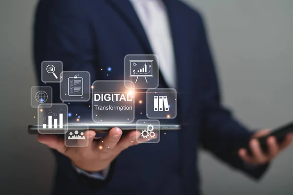 Digital transformation technology strategy, digitization and digitalization of business processes and data, optimize and automate operations, business service management, internet and cloud computing.