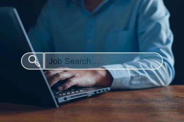 Job Search Technology Search Engine Optimization Biznesmeni Poszukują Informacji Pracy — Zdjęcie stockowe