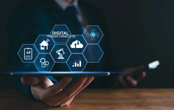 Digital transformation AI technology strategy, digitization and digitalization of business processes and data, Artificial Intelligence, optimize and automate operations, customer service management.