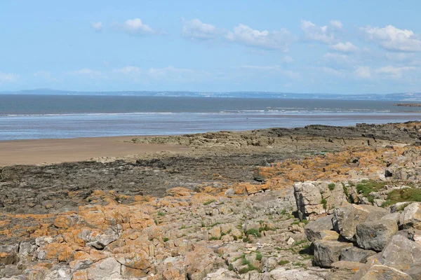 Felsige Küste Und Ozean Die Küste Wales Die Flut Alte — Stockfoto