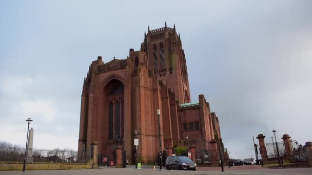 Liverpool Merseyside Royaume Uni Janvier 2023 Extérieur Cathédrale Anglicane Liverpool — Video
