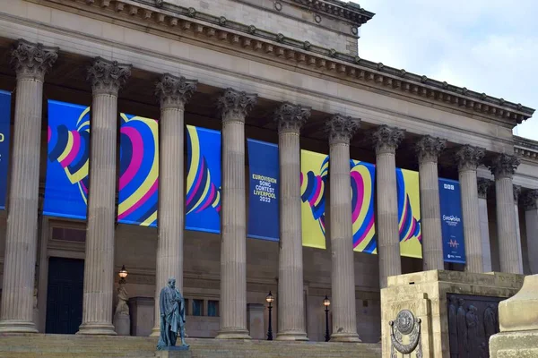 Liverpool Merseyside Велика Британія Січня 2023 Banners Front George Hall — стокове фото