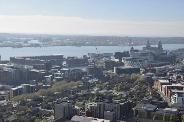 Ливерпуль Мерсейсайд Великобритания Апреля 2023 Года Вид Воздуха Мерсейсайд Городом — стоковое фото