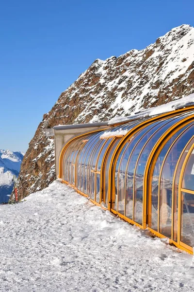 Hochgurgl Tirol Österreich Januar 2023 Schöner Sonniger Schneebedeckter Bergblick Vor — Stockfoto