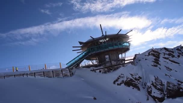 Hochgurgl Tirol Österreich Januar 2023 Sonnenaufgang Hinter Der Top Mountain — Stockvideo