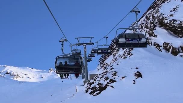 Hochgurgl Tyrolen Österrike Januari 2023 Stolslyftning Österrikes Skidanläggning Taklyft För — Stockvideo