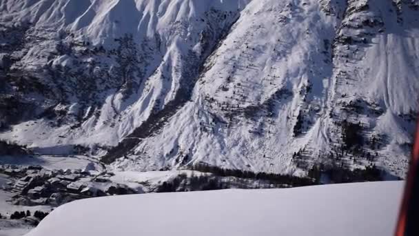 Αεροφωτογραφία Του Χωριού Obergurgl Και Χιονοδρομικό Κέντρο Στις Άλπεις Otztal — Αρχείο Βίντεο