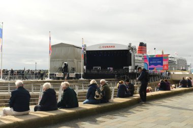 Liverpool, Merseyside, Birleşik Krallık - 3 Haziran 2024: Liverpool 'da Liverpool kutlamaları Cunard tarafından Liverpool şehrinin yeni Kraliçe Anne gemisinin vaftiz babası ilan edildi