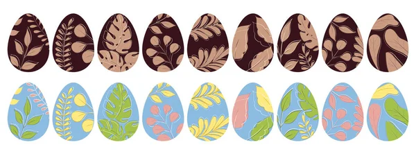 Bir çift çikolata ve zarif renkte Paskalya yumurtası. Dini ziyafetin düz bir şekilde sembolü. Ayrı bir nesne. Bir tasarım ögesi.