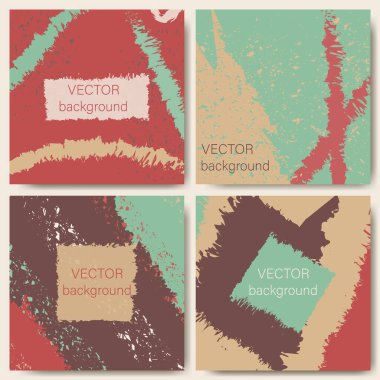 Dört kare soyut arkaplan seti ve bir yazıt için boşluk. Paket tasarımı, kapak, sayfa, kartpostal, etiket, sosyal medya tasarımı. Vektör