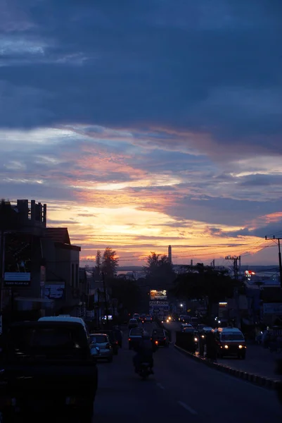 Matahari Terbenam Jalan Timur Indonesia — Stok Foto