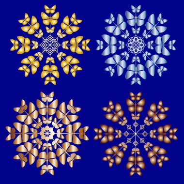 Mavi arka planda kar taneleri ve kar taneleri olan kusursuz soyut bir model. vektör illüstrasyonu