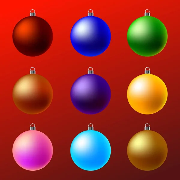 Natale Belle Palle Colorate Set — Vettoriale Stock