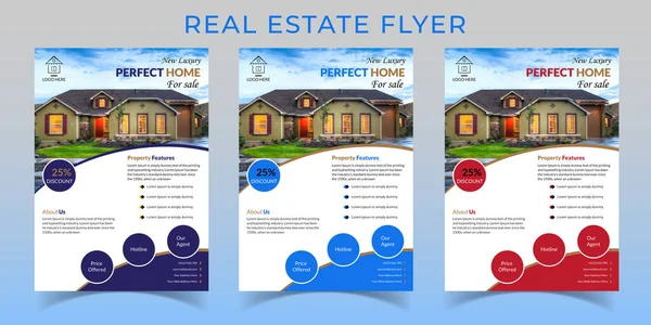 Emlak broşürü vektör şablonu tasarımı. Profesyonel gayrimenkul broşürü tasarımı A4 boyutunda farklı renkte.