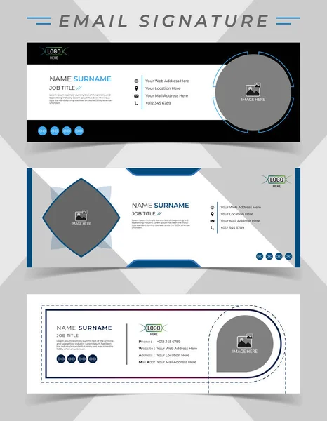 Herhangi bir iş için e-posta imzası şablon tasarımı. Profesyonel e-posta imzası vektör şablonu düzeni minimal biçimdedir.