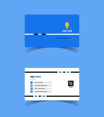 Modern ve yaratıcı kartvizit tasarımı. Asgari stil, temiz çift taraflı kartvizit düzeni.