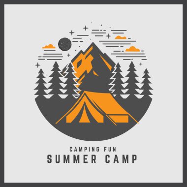 Kamp eğlence yaz kampı vektör arka planı