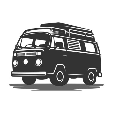 Retro tarzı karavan silueti.