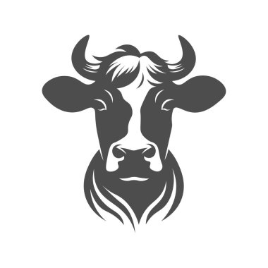 İneğin vektör silueti. Logo simgesi için moo vektör sanatı.