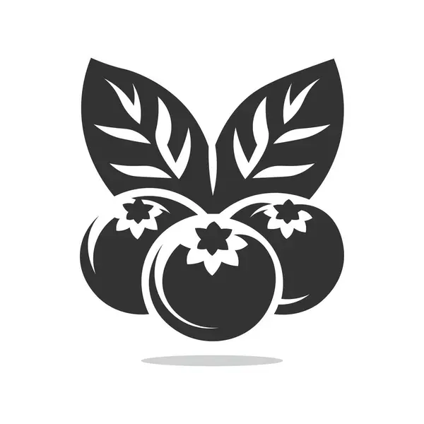 Vektör simgesi, logo, yapraklı yaban mersini silueti.
