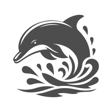 Playful dolphin silhouette, a great addition for tropical, beach, and nature-themed designs. clipart