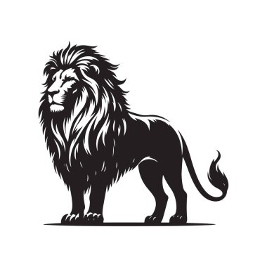 Aslan simgesi silueti tasarımı. Vektör illüstrasyonu.