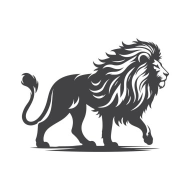 Aslan simgesi silueti tasarımı. Vektör illüstrasyonu.