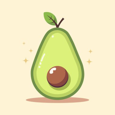 Avokado çizimi. Avokado pictogram, düz simge, avokado renkli sanat.