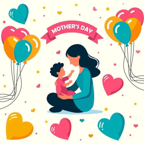 İçten Anneler Günü vektörü. Sevgini güzel tasarımlarla ifade et. Dijital ve yazdırmak için mükemmel.