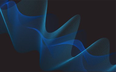 Soyut vektör ağ arkaplan tasarımı. Derin renkleri ve dinamik eğrileri olan soyut koyu desenli zarif tasarım..