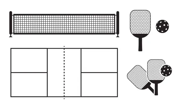 Pickleball Oynayan Simge Set Raket sahası düz simgesi.