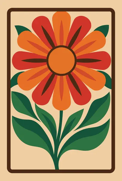 1960 'lar, 1970' ler moda botanik duvar sanatı çiçek tasarımı, soyut çiçek posteri.