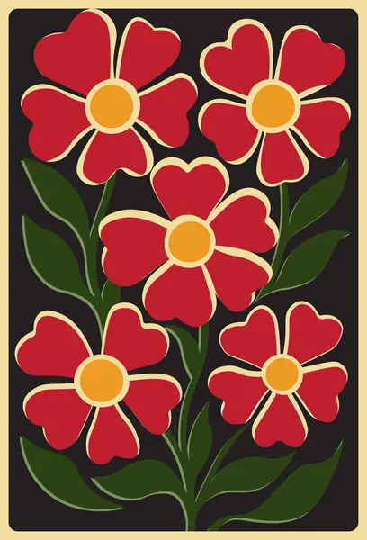 1960 'ların modası geçmiş botanik duvar sanatı çiçek tasarımı, soyut çiçek posteri, klasik cazibeli minimalist botanik baskı