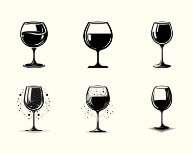 Zarif şarap ve içecekler cam siluetler, bar menüleri için mükemmel, etkinlik davetleri, ya da klas içki temalı tasarımlar.