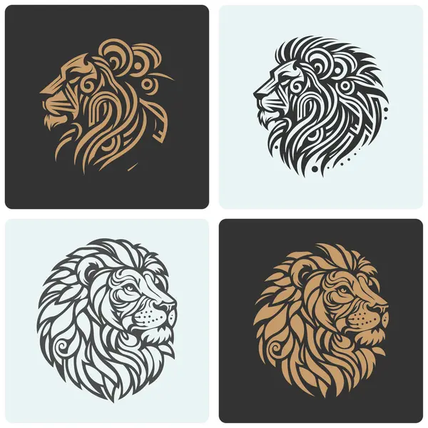 Vahşi aslan başı sanat eserleri kabile, fantezi, safari ve sanatsal cazibeli amblem tarzı projeler için idealdir..