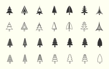 Posterler, kartlar ve dekorasyonlar için yaratıcı Noel ağacı koleksiyonu.